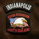 INDIANAPOLIS and NEVER SURRENDER Small Badge Patches Set for Biker Vest Jacket