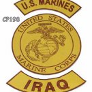 MARINES IRAQ Brown on Gold Iron on 3 Patches Set for Biker Jacket