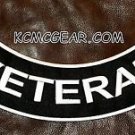 VETERAN Black on White Back Patch Bottom Rocker for Biker Veteran Vest 10"