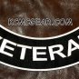 VETERAN Black on White Back Patch Bottom Rocker for Biker Veteran Vest 10"