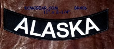 ALASKA White on Black Back Patch Bottom Rocker for Biker Veteran Vest Jacket 10"