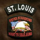 ST. LOUIS and NEVER SURRENDER Small Badge Patches Set for Biker Vest Jacket