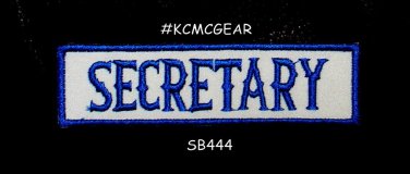 SECRETARY Blue on White Small Badge for Biker Vest Jacket Motorcycle Patch