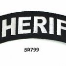 Sheriff White on Black Small Rocker Iron on Patches for Biker Vest Jacket