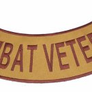 COMBAT VETERAN Brown on Gold Bottom Rocker Patch Iron on for Biker Vest Jacket