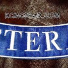 VETERAN White on Dark Blue Back Patch Bottom Rocker for Biker Veteran Vest 10"