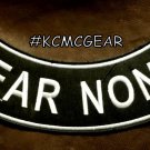 FEAR NONE Black on White Back Patch Bottom Rocker for Biker Veteran Vest 10"