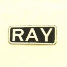 RAY White on Black Iron on Name TAG Patch for Biker Vest Jacket NB245