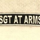 SGT AT ARMS White on Black Small Badge for Biker Vest Motorcycle Patch