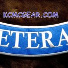 VETERAN White on Blue Back Patch Bottom Rocker for Biker Veteran Vest Jacket 10"
