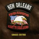 NEW ORLEANS and NEVER SURRENDER Small Badge Patches Set for Biker Vest Jacket