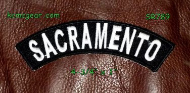 Sacramento Embroidered Top Rocker Small Biker Patches for sleeve