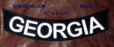 GEORGIA White on Black Back Patch Bottom Rocker for Biker Veteran Vest 10"