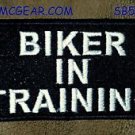 BIKER IN TRAINING White on Black Small Badge for Biker Vest Motorcycle Patch