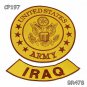 US ARMY and IRAQ Brown on Gold Iron on 2 Patches Set for Biker Jacket
