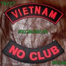 VIETNAM NO CLUB Red on Black Back Military Patches Set Biker Vest Jacket
