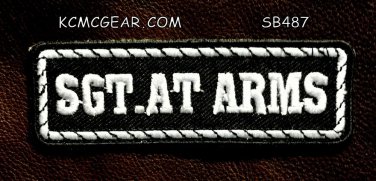 SGT AT ARMS White on Black Small Badge for Biker Vest Jacket Motorcycle Patch