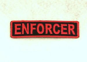 ENFORCER Red on Black Small Badge for Biker Vest Motorcycle Patch