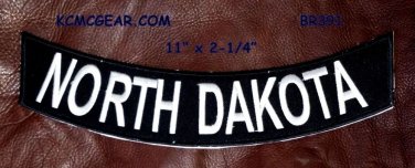 NORTH DAKOTA White on Black Back Patch Bottom Rocker for Biker Veteran Vest 10"