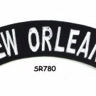 New Orleans White on Black Small Rocker Iron on Patches for Biker Vest Jacket