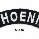 Phoenix White on Black Small Rocker Iron on Patches for Biker Vest Jacket