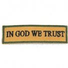 In God we trust Black on tan with green Small Badge Biker Vest Motorcycle Patch