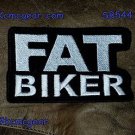 Fat Biker  White on Black Small Badge for Biker Vest Jacket Motorcycle Patch