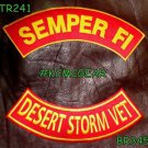 SEMPER FI DESERT STORM VET Brown on Red Back Military Patches Set Biker Vest