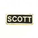 Scott White on Black Iron on Name TAG Patch for Biker Vest Jacket NB254
