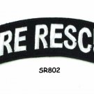 Fire Rescue White on Black Small Rocker Iron on Patches for Biker Vest Jacket