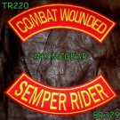 COMBAT WOUNDED SEMPER RIDER Back Military Patches Set for Biker Vest Jacket