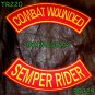 COMBAT WOUNDED SEMPER RIDER Back Military Patches Set for Biker Vest Jacket