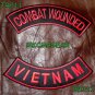 COMBAT WOUNDED VIETNAM Red on Black Back Military Patches Set for Biker Vest