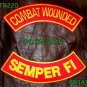COMBAT WOUNDED SEMPER FI Back Military Patches Set for Biker Vest Jacket