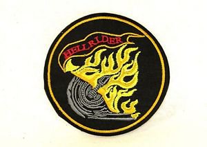 Hell Rider Yellow Red and Gray on Black Small Badge Biker Vest Jacket Patch