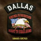 DALLAS and NEVER SURRENDER Small Badge Patches Set for Biker Vest Jacket