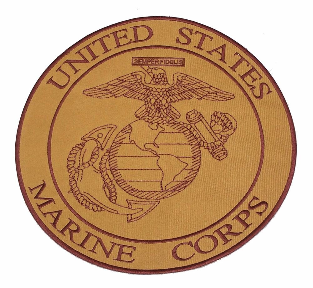 U.S Marine Corps Brown on Gold Center Patch Iron on for Biker Vest and Jacket
