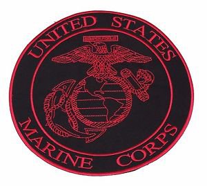 U.S Marine Crops Red on Black Center Patch Iron on for Biker Vest and Jacket