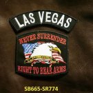 LAS VEGAS  and NEVER SURRENDER Small Badge Patches Set for Biker Vest Jacket