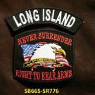 LONG ISLAND and NEVER SURRENDER Small Badge Patches Set for Biker Vest Jacket