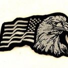 Eagle and flag White on black Small Badge for Biker Vest Jacket Patch SB733