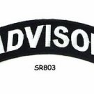 Advisor White on Black Small Rocker Iron on Patches for Biker Vest Jacket