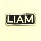 LIAM White on Black Iron on Name TAG Patch for Biker Vest Jacket NB237