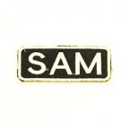 SAM White on Black Iron on Name TAG Patch for Biker Vest Jacket NB252