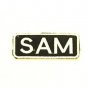 SAM White on Black Iron on Name TAG Patch for Biker Vest Jacket NB252