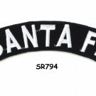 Santa Fe White on Black Small Rocker Iron on Patches for Biker Vest Jacket
