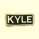 KYLE White on Black Iron on Name TAG Patch for Biker Vest Jacket NB236