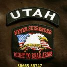UTAH and NEVER SURRENDER Small Badge Patches Set for Biker Vest Jacket