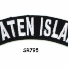 Staten Island White on Black Small Rocker Iron on Patches for Biker Vest Jacket