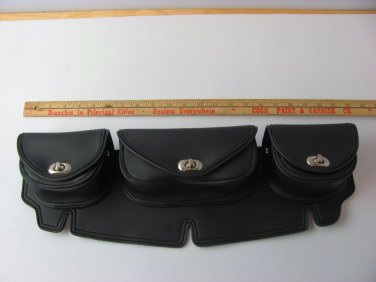 Motorcycle Windshield Bags 3 Pockets Plain Black Fits Harley Windshields